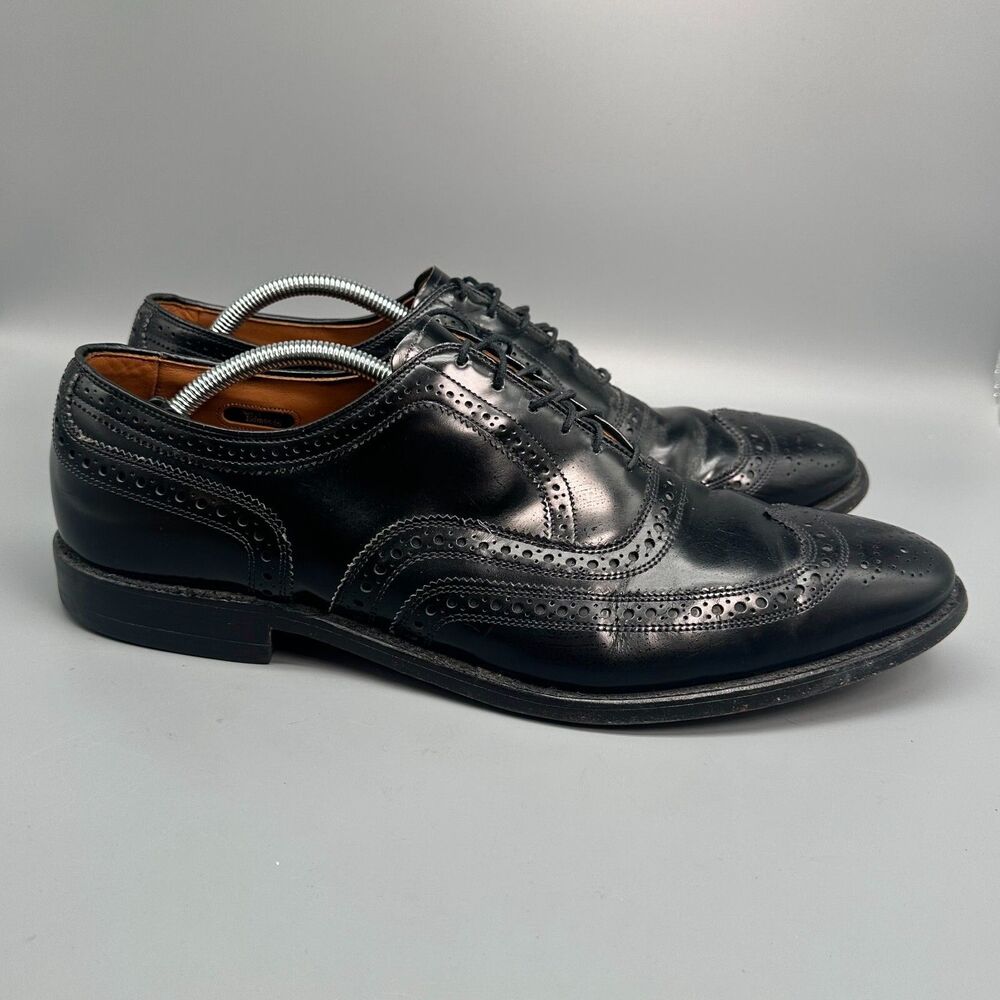 Allen Edmonds Mcallister Mens 13 Black Leather Dress Shoes Lace-Up Block Heel